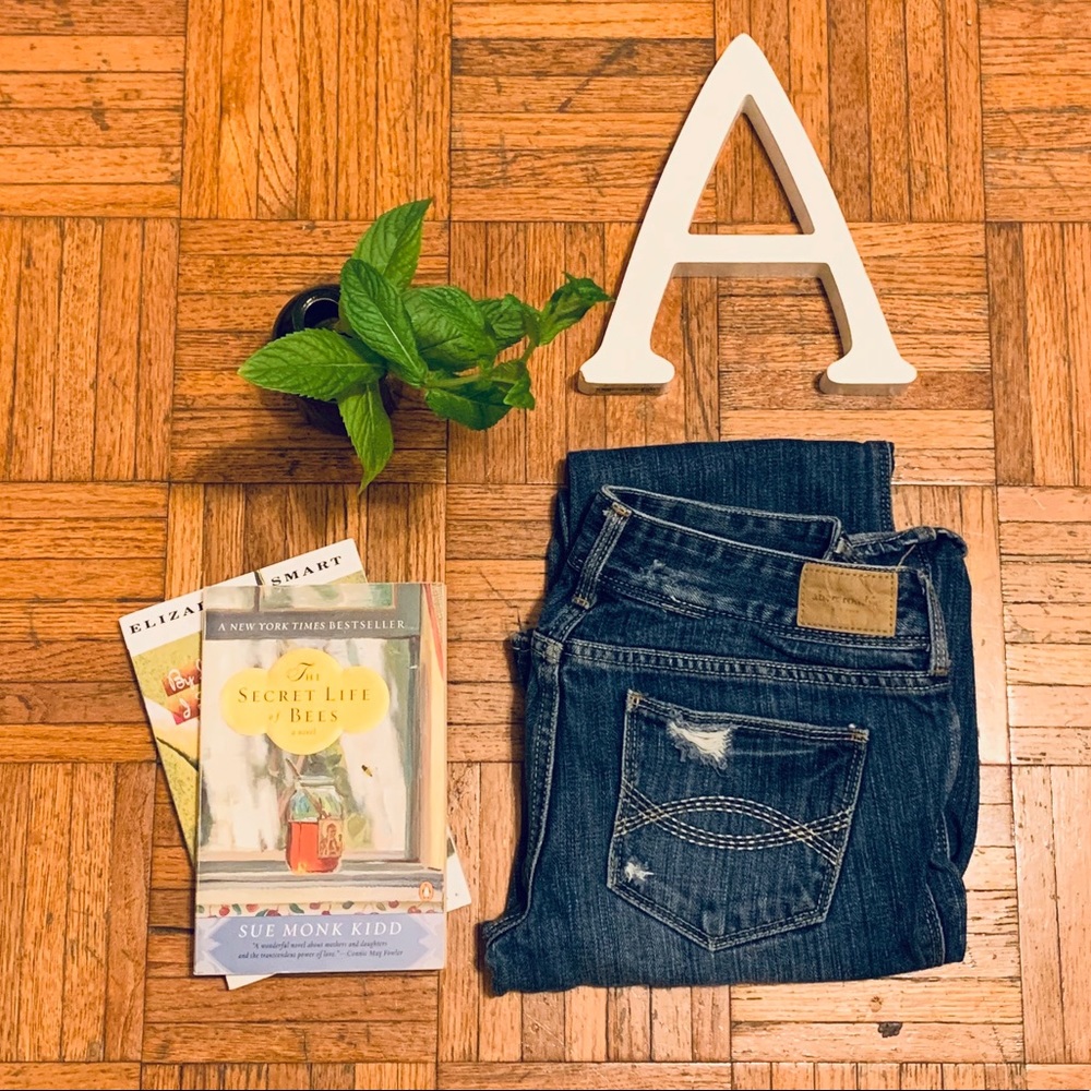Abercrombie Girls DarkWash Ripped Flare Jeans